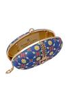 Buy_Puneet Gupta_Blue Oval Clutch With Floral Print_Online_at_Aza_Fashions