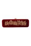 Buy_Puneet Gupta_Maroon Zardozi And Thread Embroidered Clutch _at_Aza_Fashions