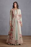 Buy_Torani_Green Jacket Cotton Jacquard Printed Chintz Jaituni Dhuni Chogha Set  _Online_at_Aza_Fashions