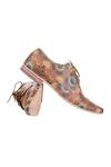 Shop_MR. Ajay Kumar_Brown Genuine Leather Printed Shoes _at_Aza_Fashions
