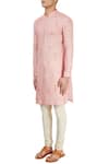 Pranay Baidya_Peach Printed Kurta  _at_Aza_Fashions