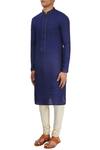 Buy_Pranay Baidya_Blue Pure Matka Cotton Silk Textured Kurta  _Online_at_Aza_Fashions