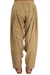 Pranay Baidya_Brown Cotton Silk Solid Pleated Patiala Pant  _Online_at_Aza_Fashions