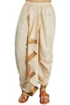 Shop_Pranay Baidya_Beige Monga Silk Draped Dhoti Pant  _at_Aza_Fashions