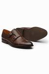 Shop_dapper Shoes_Brown Toe Cap Double Monk Strap Shoes_Online_at_Aza_Fashions