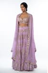 Tamanna Punjabi Kapoor_Purple Georgette Sweatheart Embellished Cape And Gharara Set  _at_Aza_Fashions