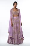 Buy_Tamanna Punjabi Kapoor_Purple Georgette Sweatheart Embellished Cape And Gharara Set  _at_Aza_Fashions