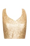 Shop_Vandana Sethi_Gold Sequined V Neck Embellished Saree Blouse For Women_at_Aza_Fashions