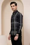 Abkasa_Black Cotton Woven Checkered Shirt  _Online_at_Aza_Fashions