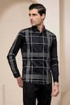 Shop_Abkasa_Black Cotton Woven Checkered Shirt  _Online_at_Aza_Fashions