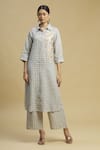 Buy_Linen Bloom_Beige Linen Striped Pant_at_Aza_Fashions