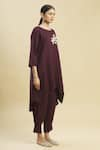 Linen Bloom_Maroon 100% Linen Round Tunic _Online_at_Aza_Fashions