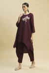 Linen Bloom_Maroon Linen Pant_Online_at_Aza_Fashions