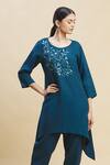 Buy_Linen Bloom_Green 100% Linen Round Tunic _at_Aza_Fashions