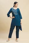 Buy_Linen Bloom_Green 100% Linen Round Tunic _Online_at_Aza_Fashions