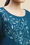Linen Bloom_Green 100% Linen Round Tunic _at_Aza_Fashions