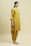 Linen Bloom_Yellow 100% Linen Round Tunic _Online_at_Aza_Fashions