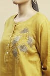 Linen Bloom_Yellow 100% Linen Round Tunic _at_Aza_Fashions