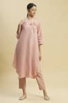 Buy_Linen Bloom_Pink 100% Linen Round Tunic _Online_at_Aza_Fashions