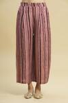 Linen Bloom_Beige 100% Linen Striped Pant For Women_Online_at_Aza_Fashions