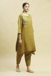 Shop_Linen Bloom_Green 100% Linen Pant For Women_at_Aza_Fashions