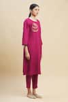 Linen Bloom_Pink 100% Linen Round Tunic For Women_Online_at_Aza_Fashions