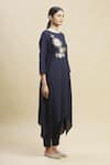 Linen Bloom_Blue Linen Tunic_Online_at_Aza_Fashions