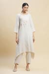 Buy_Linen Bloom_Beige 100% Linen Round Tunic For Women_Online_at_Aza_Fashions