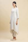 Shop_Linen Bloom_Beige 100% Linen Round Tunic For Women_Online_at_Aza_Fashions