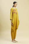 Linen Bloom_Yellow 100% Linen Round Tunic For Women_Online_at_Aza_Fashions