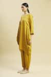 Shop_Linen Bloom_Yellow 100% Linen Round Tunic For Women_Online_at_Aza_Fashions