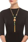 Shop_Shillpa Purii_Gold Plated And Green Necklace _at_Aza_Fashions