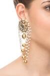 Shop_Shillpa Purii_Gold Plated Chained Earring _at_Aza_Fashions