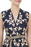 J by Jannat_Blue Navy Jacket With Palazzo And Waistband  _at_Aza_Fashions