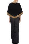 Shop_J by Jannat_Black Embroidered Zardozi Strapless Pre-draped Saree And Cape Set For Women_at_Aza_Fashions