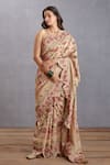 Buy_Torani_Beige Handwoven Chanderi Plain U Neck Kasturi Vanida Blouse _Online_at_Aza_Fashions