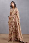 Buy_Torani_Beige Handwoven Chanderi Printed Chintz Motifs Kasturi Vanida Saree  _at_Aza_Fashions