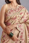 Shop_Torani_Beige Handwoven Chanderi Printed Chintz Motifs Kasturi Vanida Saree  _Online_at_Aza_Fashions