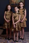 Shop_Swati Golyan_Gold Handwoven Lurex And Cotton Blend Bow Tie Tiered Dress  _Online_at_Aza_Fashions