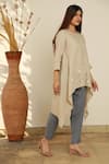 Linen Bloom_Beige 100% Linen Asymmetric Tunic _Online_at_Aza_Fashions