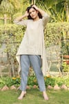 Buy_Linen Bloom_Beige 100% Linen Asymmetric Tunic _Online_at_Aza_Fashions