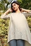 Linen Bloom_Beige 100% Linen Asymmetric Tunic _at_Aza_Fashions