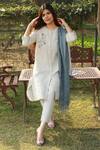 Buy_Linen Bloom_Beige 100% Linen Checkered Tunic_at_Aza_Fashions