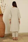 Shop_Linen Bloom_Beige 100% Linen Checkered Tunic_at_Aza_Fashions