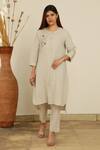 Linen Bloom_Beige 100% Linen Checkered Tunic_Online_at_Aza_Fashions