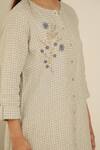 Linen Bloom_Beige 100% Linen Checkered Tunic_at_Aza_Fashions