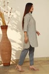 Linen Bloom_Blue 100% Linen Checkered Tunic _Online_at_Aza_Fashions