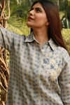 Shop_Linen Bloom_Blue 100% Linen Checkered Tunic _Online_at_Aza_Fashions