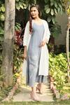 Buy_Linen Bloom_Blue 100% Linen Embroidered Dress _Online_at_Aza_Fashions