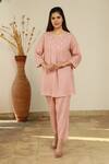 Linen Bloom_Pink 100% Linen Pleated Tunic _Online_at_Aza_Fashions